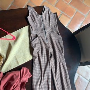 tank top jumpsuit plaid pattern